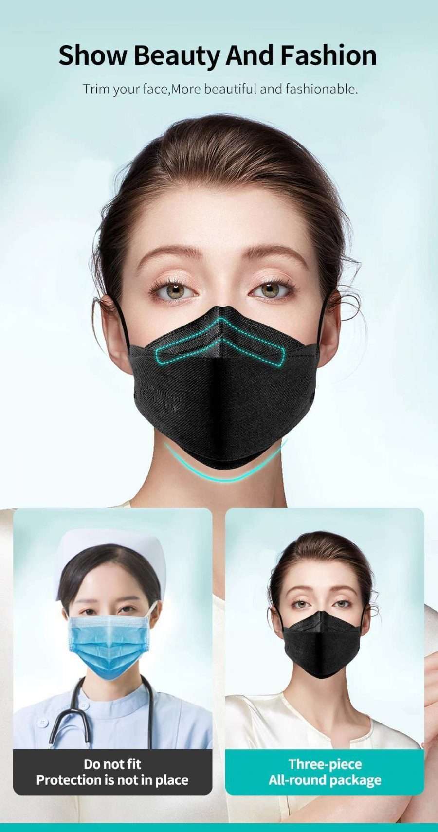 FFP2 N95 P2 Safety mask for respiratory protection against micro dust and vapors