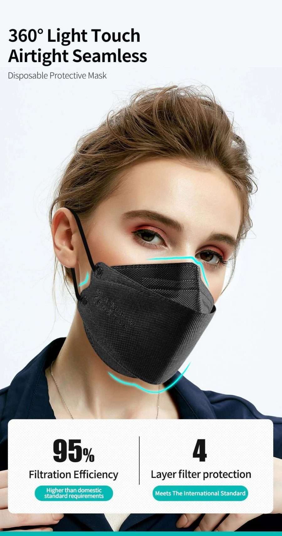 FFP2 N95 P2 Safety mask for respiratory protection against micro dust and vapors