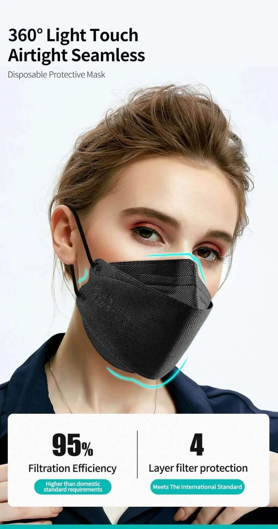 FFP2 N95 P2 Safety mask for respiratory protection against micro dust and vapors