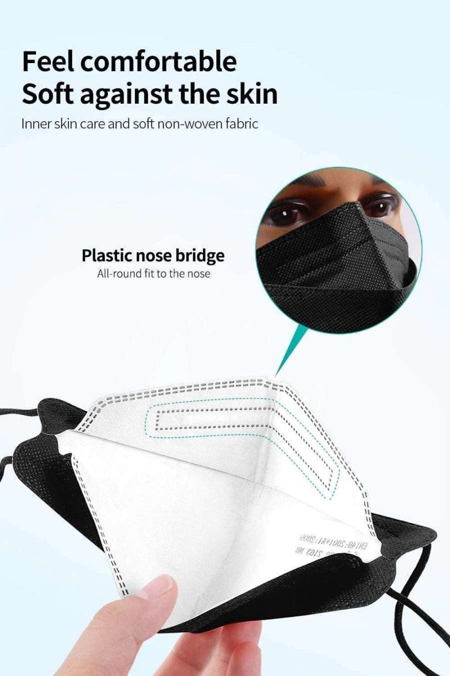 FFP2 N95 P2 Safety mask for respiratory protection against micro dust and vapors