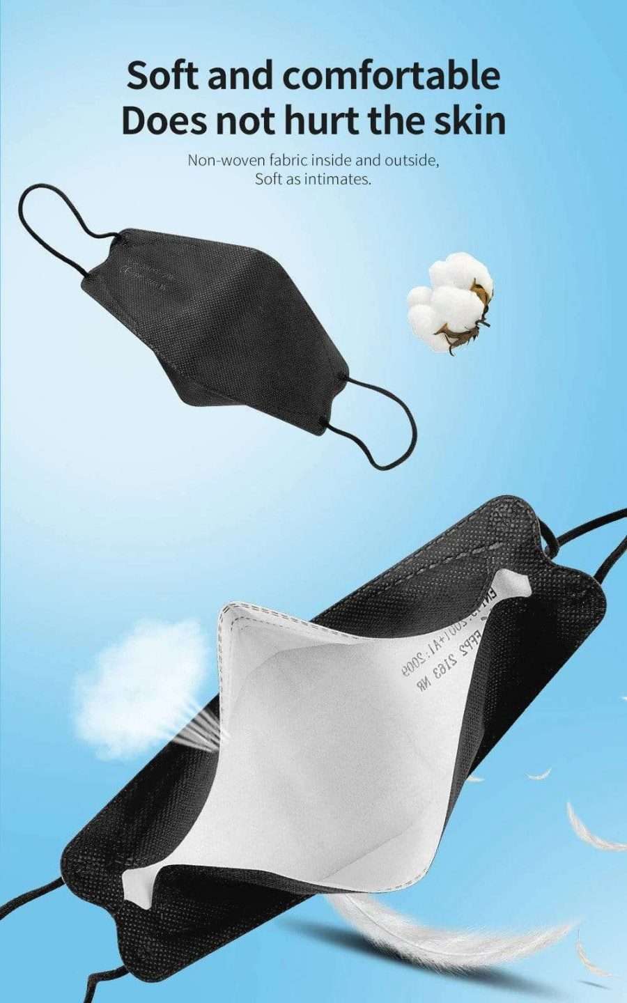 FFP2 N95 P2 Safety mask for respiratory protection against micro dust and vapors