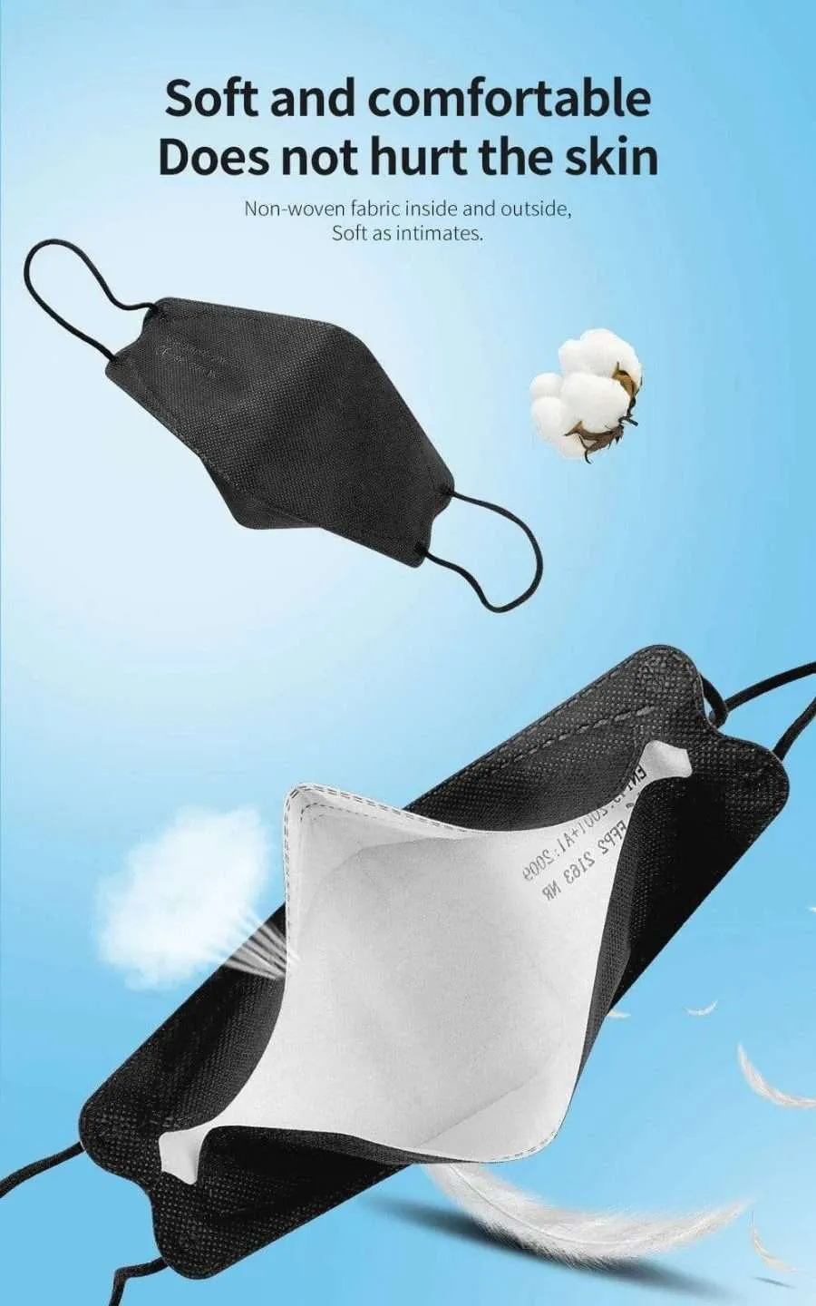 FFP2 N95 P2 Safety mask for respiratory protection against micro dust and vapors