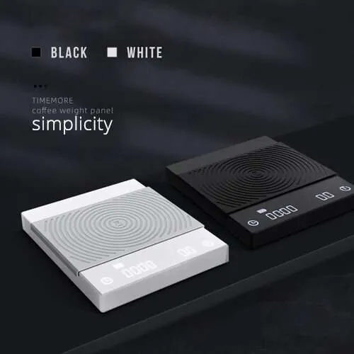 Black or White TimeMore Digital Scale Professional Rechargable Micro Dosage precise down to 0.1g increment. Measure your product with confidence.