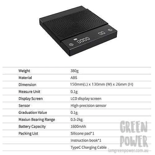 Black TimeMore Digital Professional Scale Micro Dosage precise down to 0.1g increment. Measure your product with confidence.