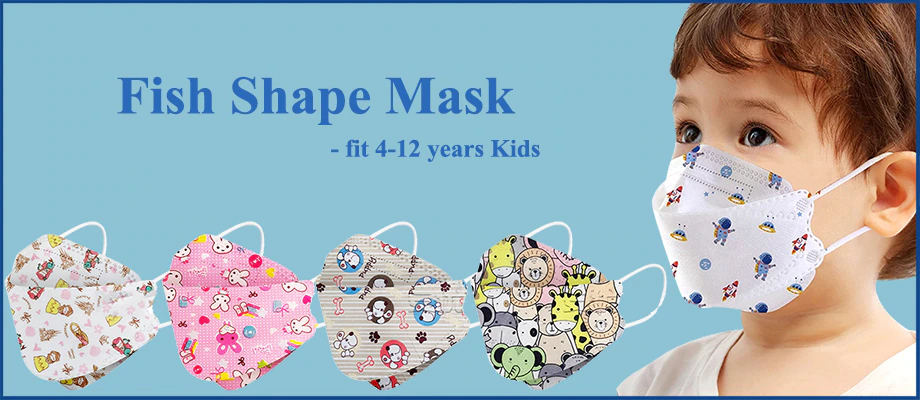 Green power kn95 mask Child CE Certified Black Korean Fish Cartoon 3D Boys Girls kids children face mask kf94 aussie